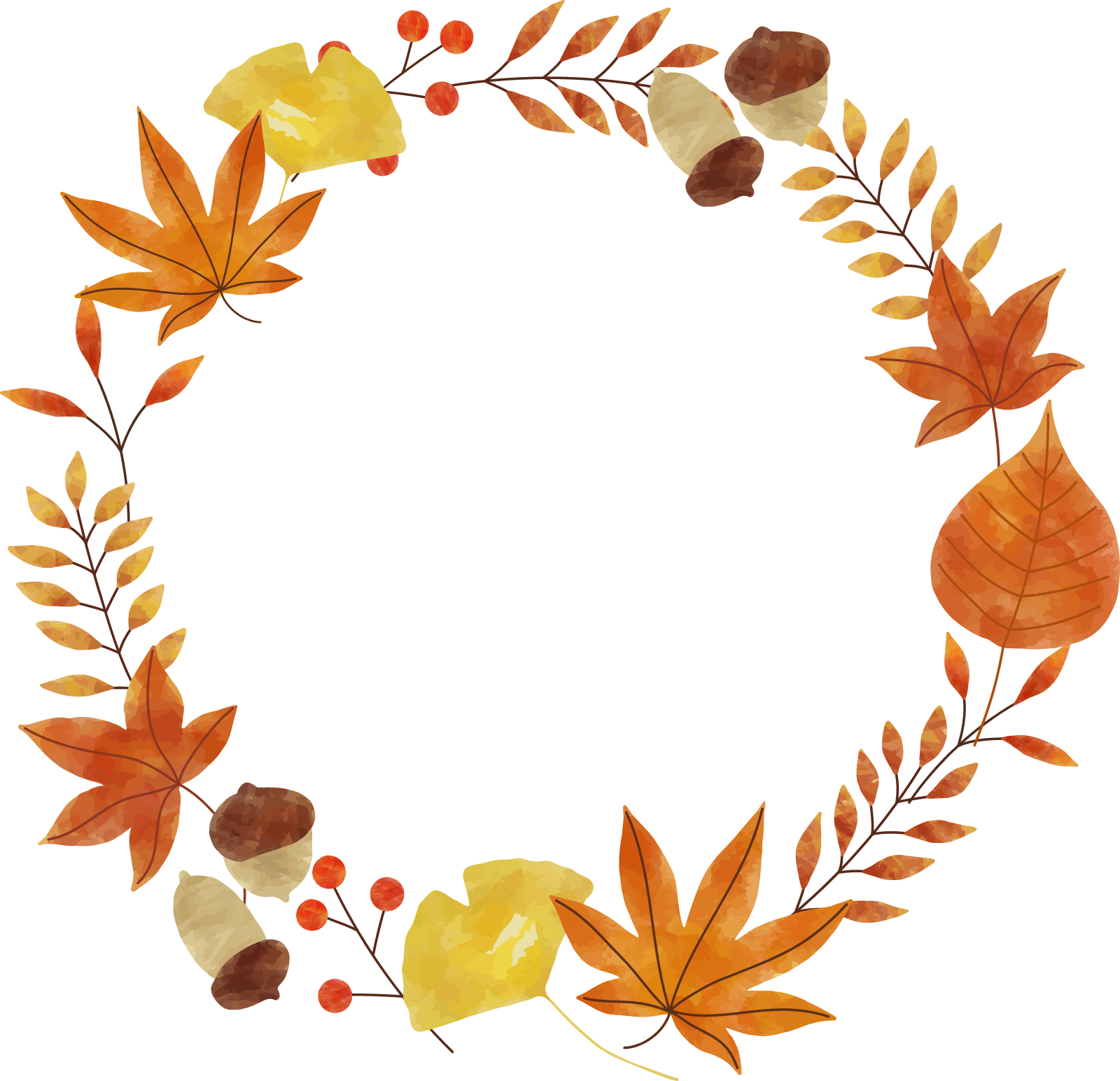 紅葉リースのイラスト画像