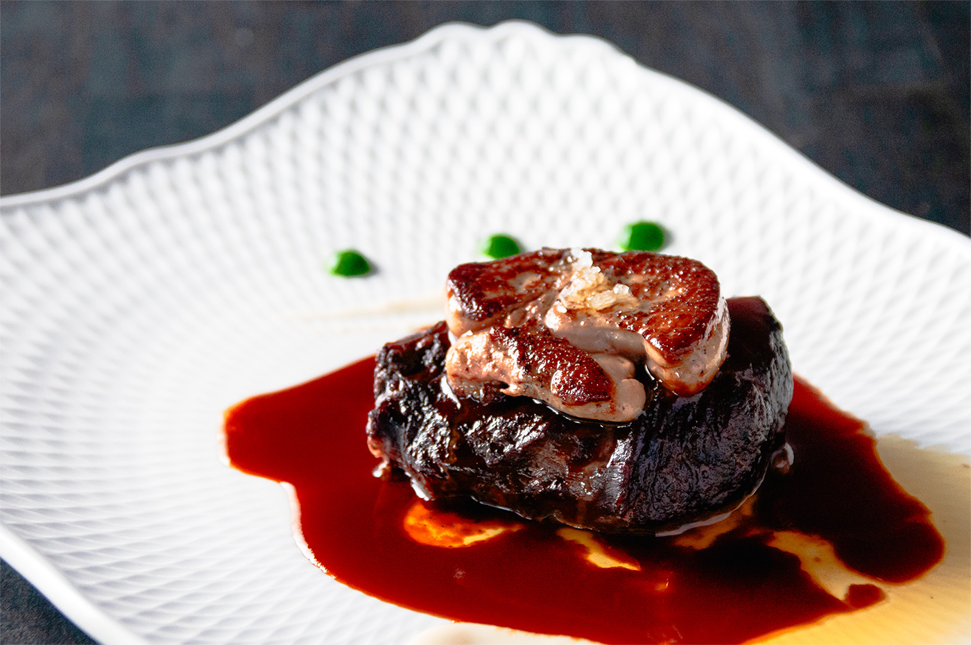 Beautiful Kumano beef stew in red wine with sautéed foie gras @Suspi